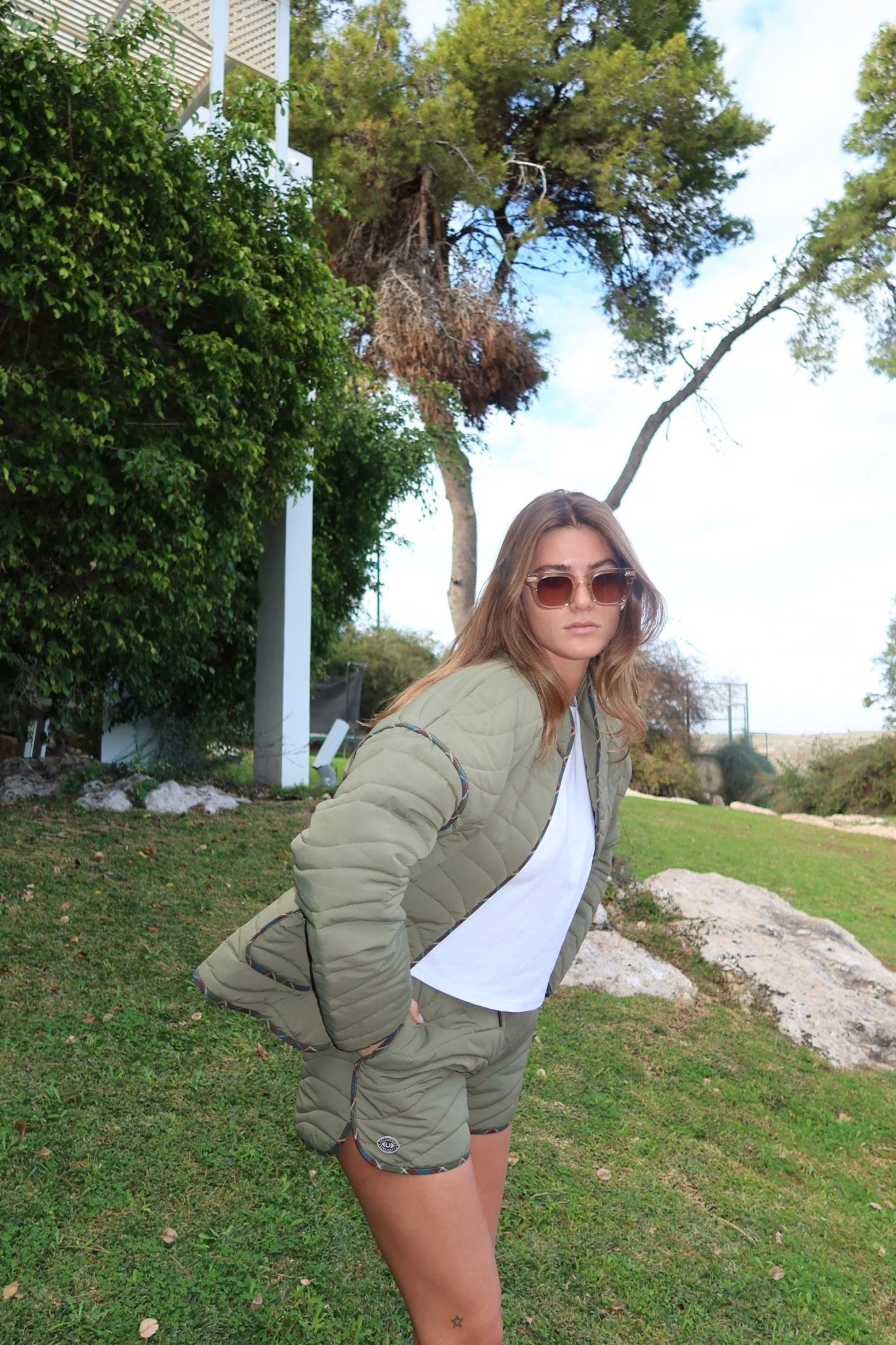 Quilted Short Olive - knit set - BiliBlond Swimwear