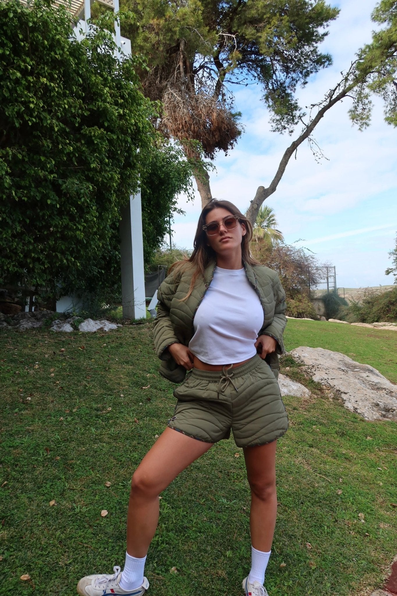 Quilted Short Olive - knit set - BiliBlond Swimwear