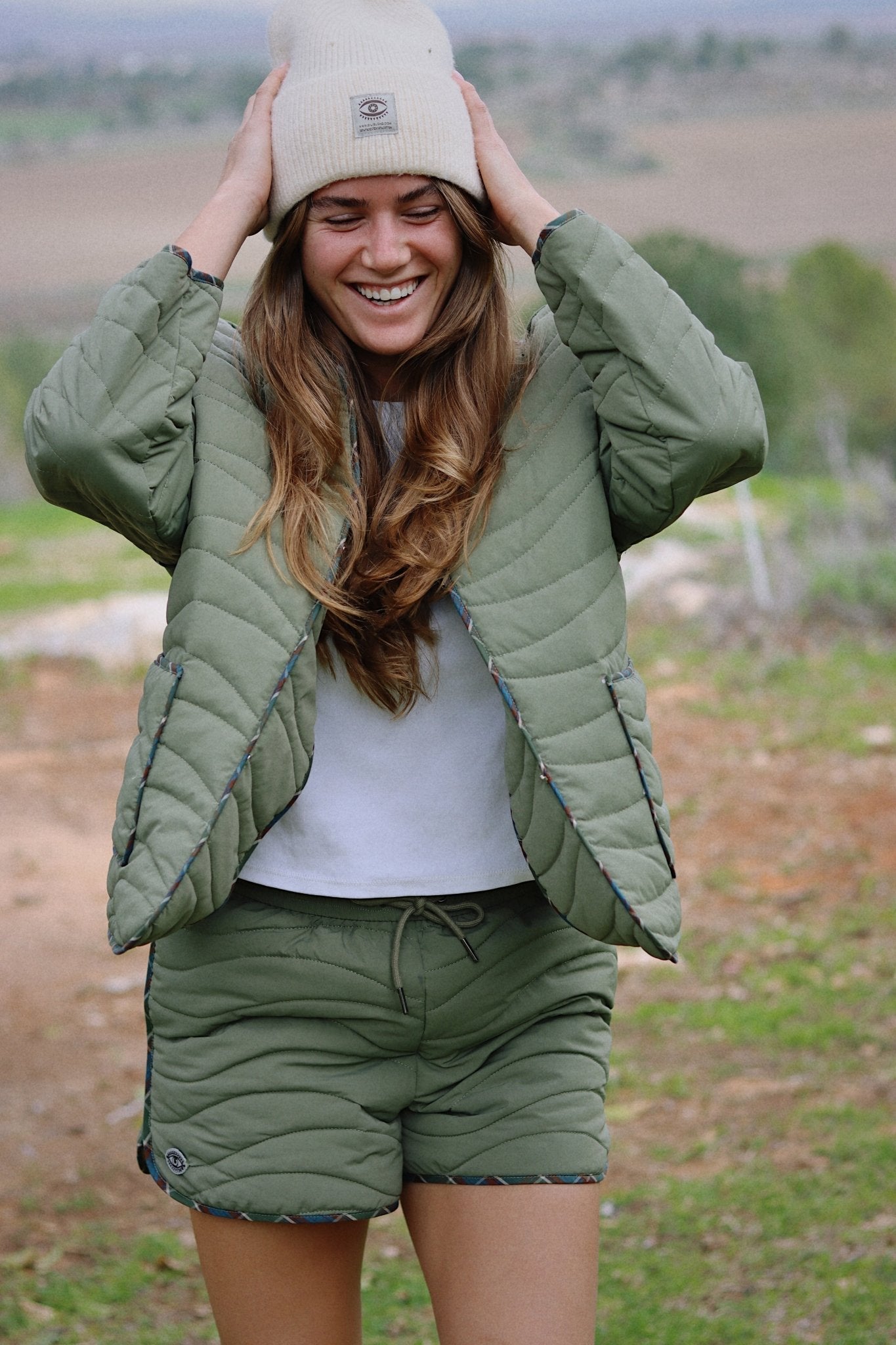 Quilted Short Olive - knit set - BiliBlond Swimwear