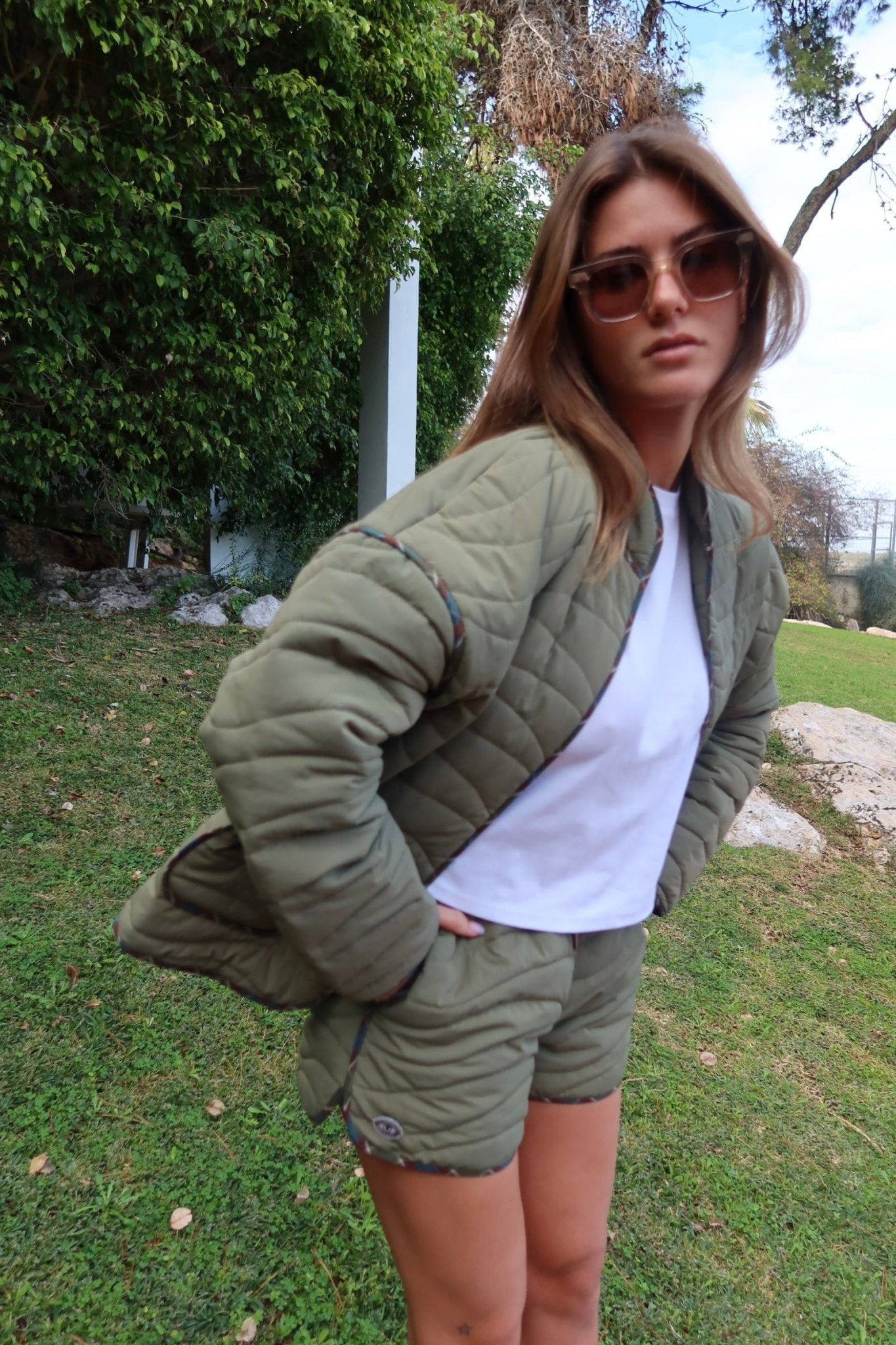 Quilted Short Olive - knit set - BiliBlond Swimwear