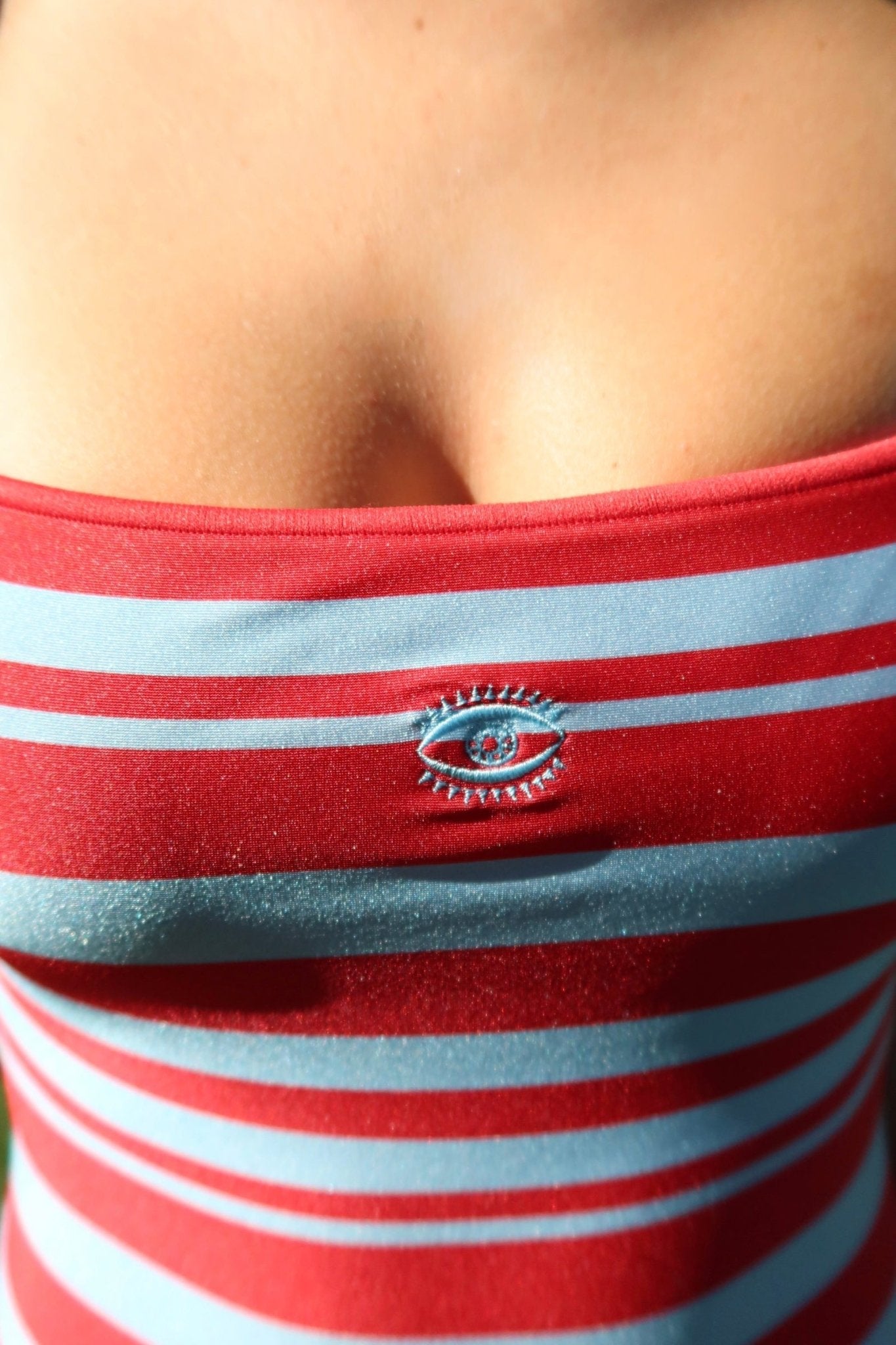 Shahaf Stripes Red Light Blue - one piece - BiliBlond Swimwear