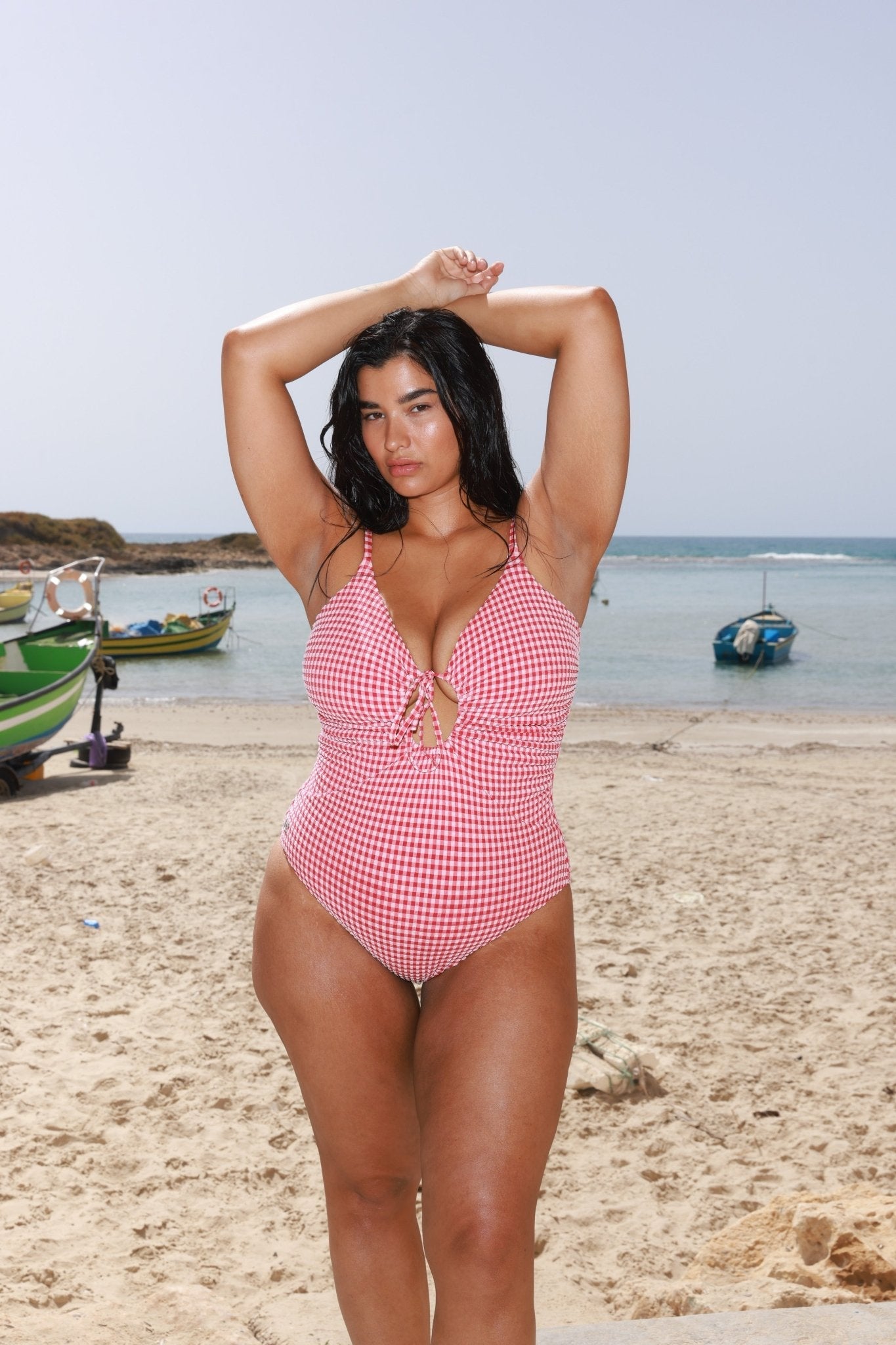 She Red Plaid - one piece - BiliBlond Swimwear