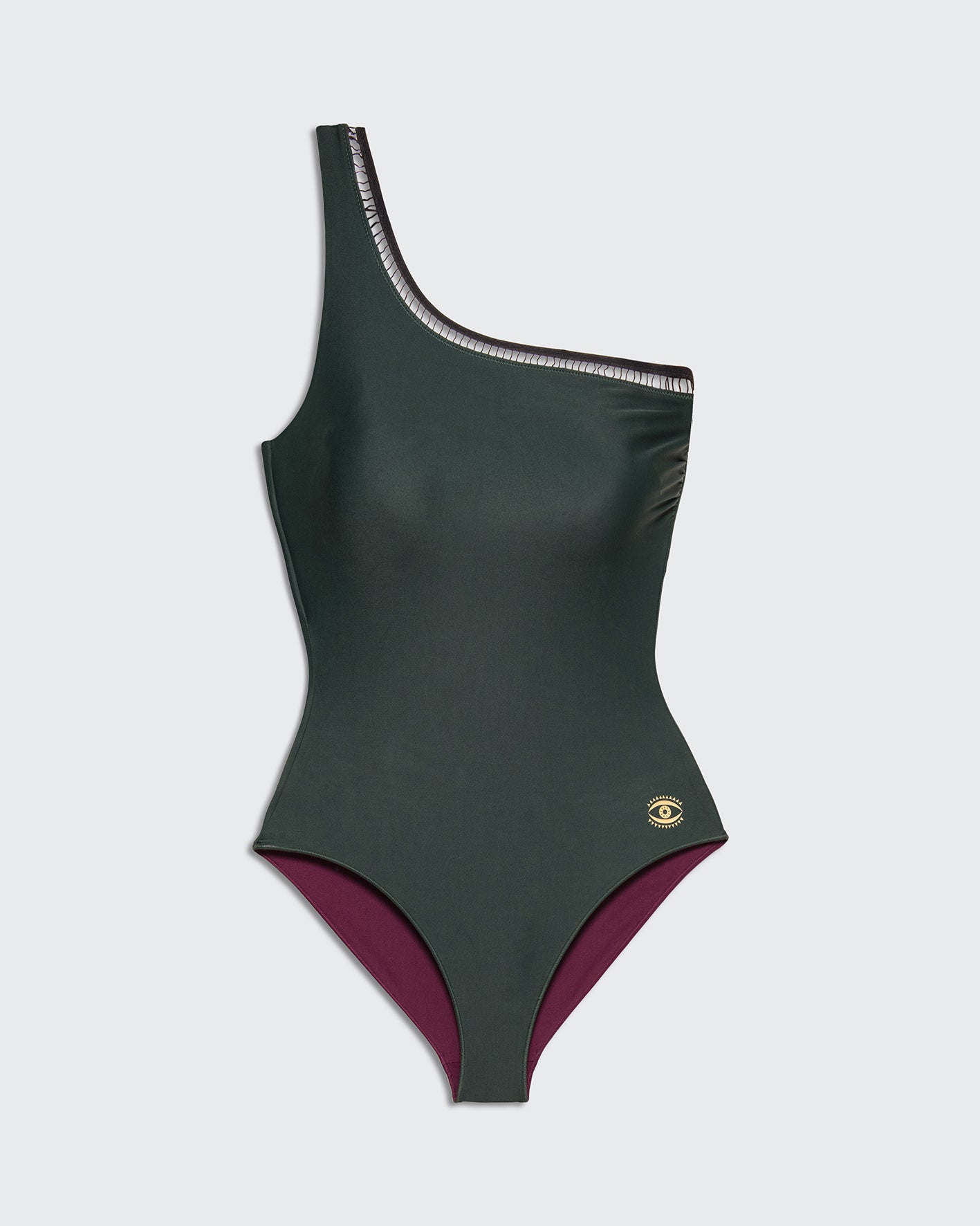 SIDE KIM REVERSIBLE Dark GREEN to Wine - one piece -BiliBlond Swimwear