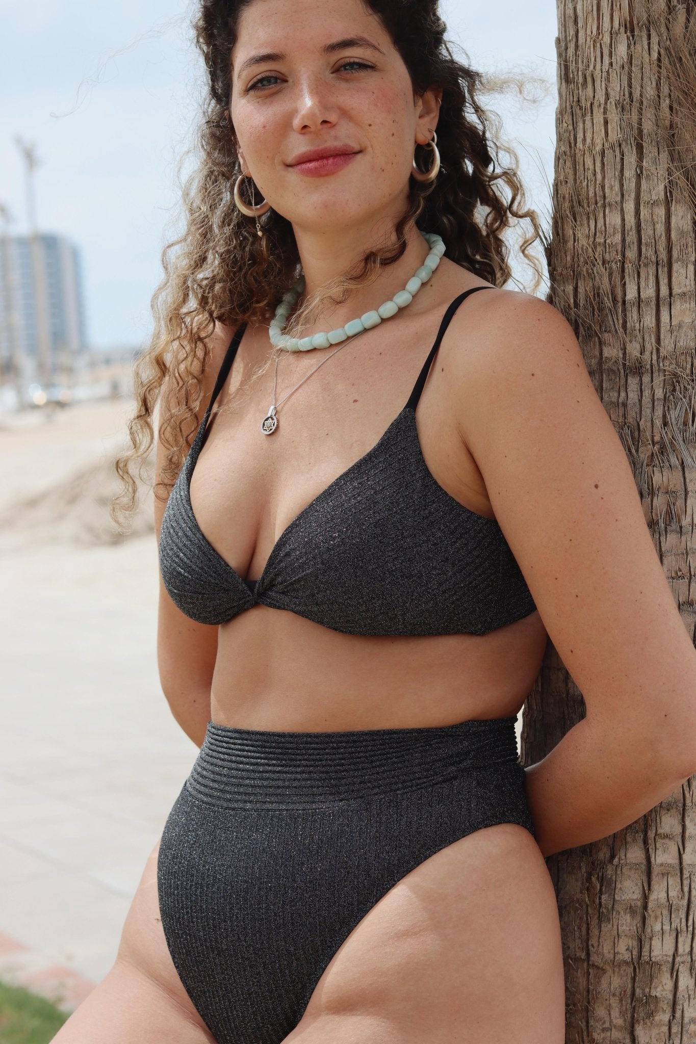 Yumi Black Rib lurex - BIKINI - BiliBlond Swimwear