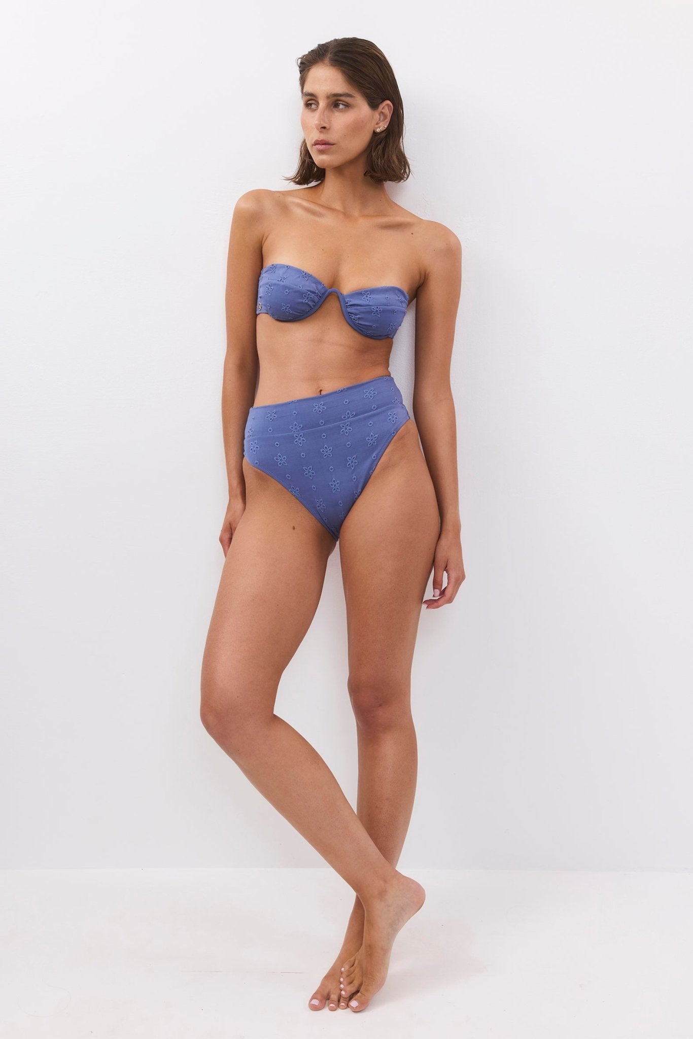 Yumi Bottom Blue Flowers - BIKINI - BiliBlond Swimwear