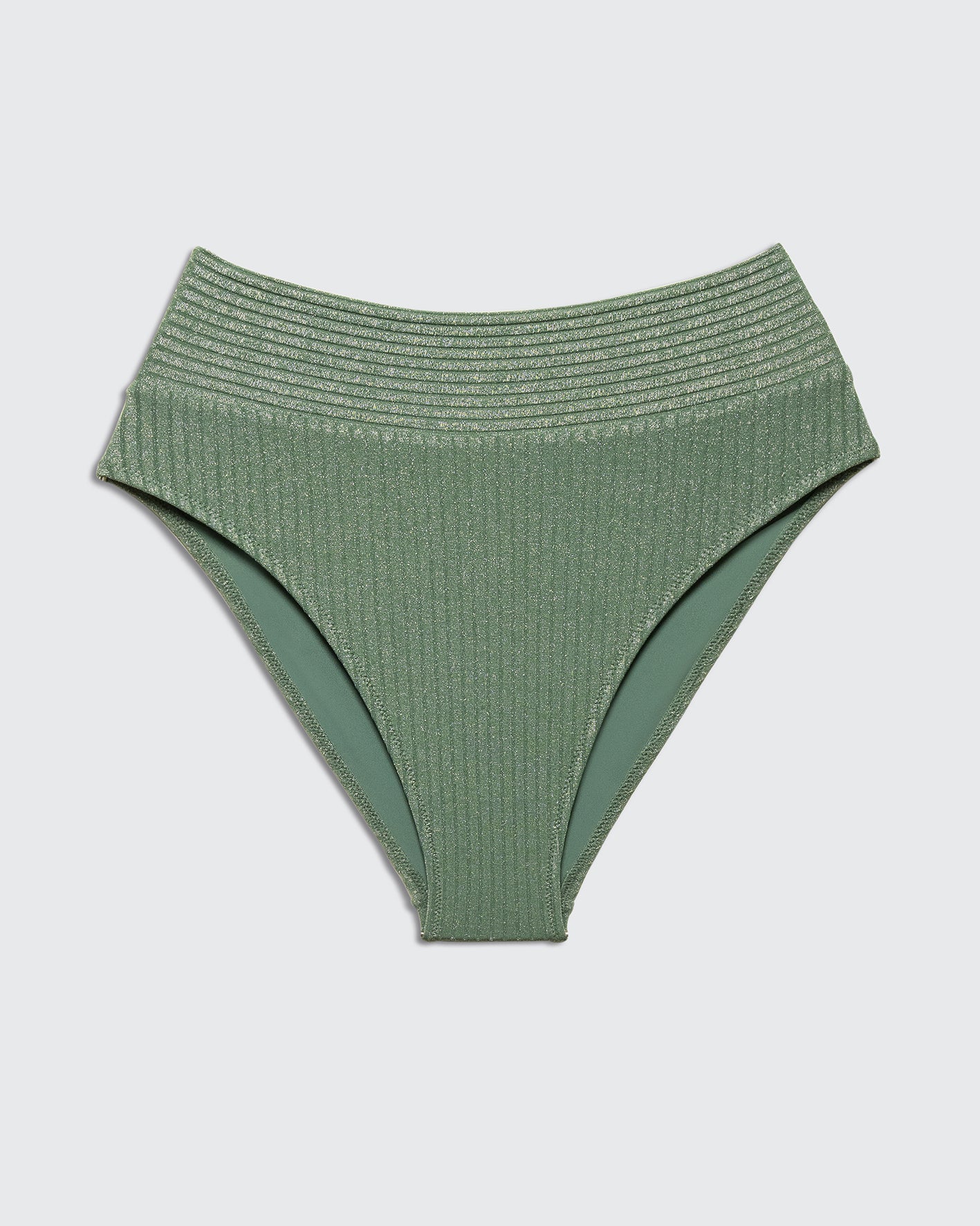 Yumi Bottom Green Lurex - BIKINI - BiliBlond Swimwear - תחתון בגד ים גבוה מחטב